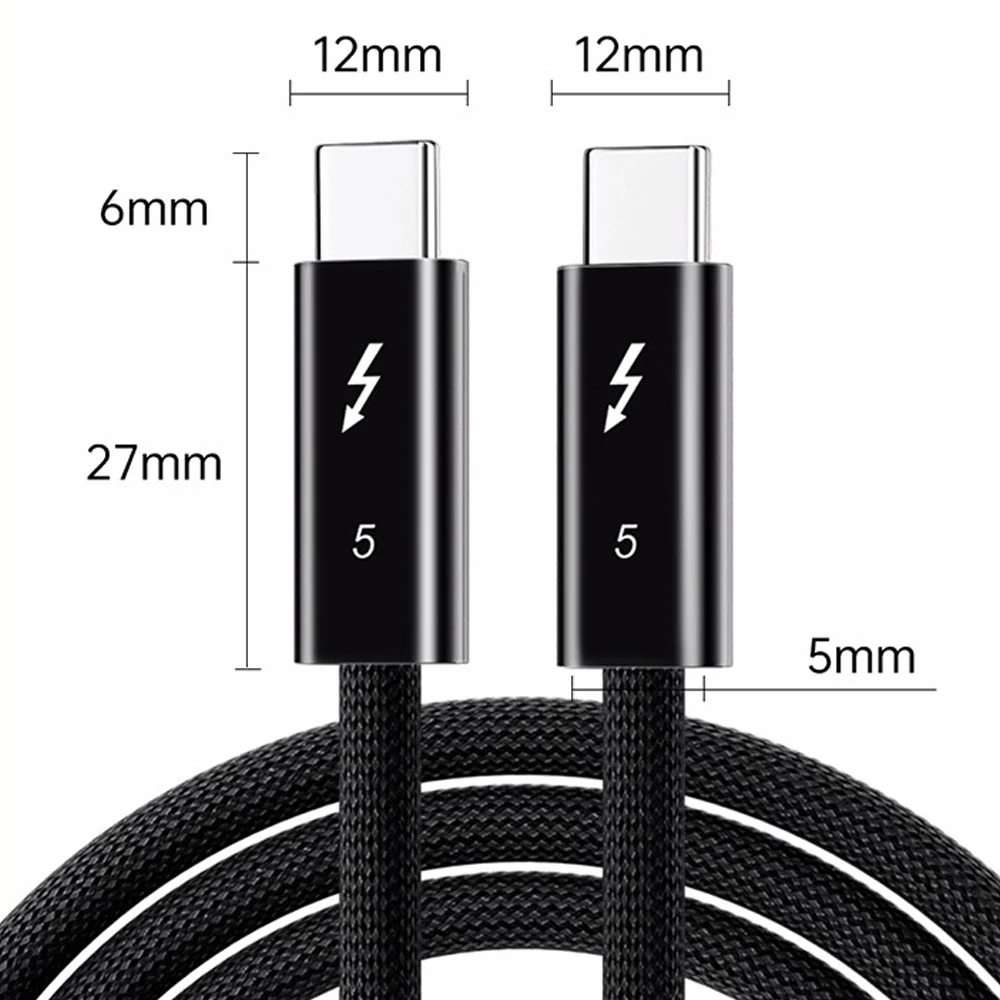 Premium Thunderbolt 5 Cable: Ultra-Fast 80Gbps Data, 240W Charging, 16K Video Output, Type-C Connectivity