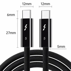 Premium Thunderbolt 5 Cable: Ultra - Fast 80Gbps Data, 240W Charging, 16K Video Output, Type - C Connectivity - 0.5m (Black)