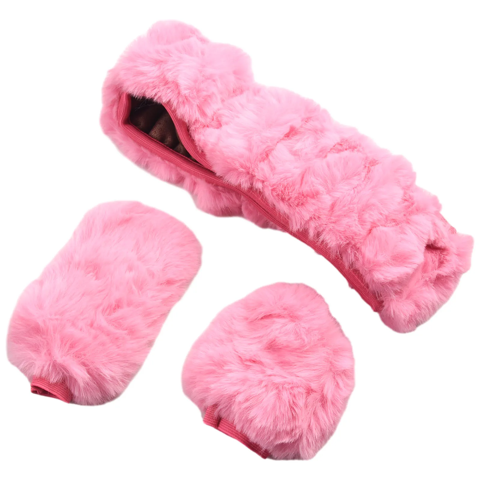 

3pcs/Set Fur Fluffy Auto Car Steering Wheel Plush Cover Kit Lever+Hand Brake Soft Wool Winter Warm Auto Car Interior Accessory