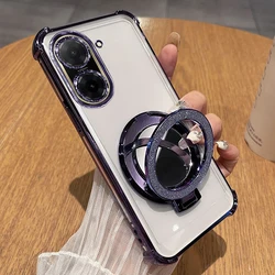 Custodia in silicone shockproof con supporto magnetico per specchio glitterato