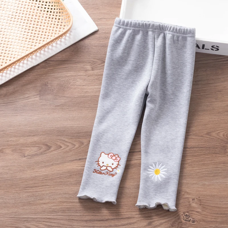 Mädchen Fleece Leggings Herbst und Winter warmer Komfort Kinder 1-7 Jahre alte einteilige Fleece hose mit Cartoon-Stickerei – Detail 5