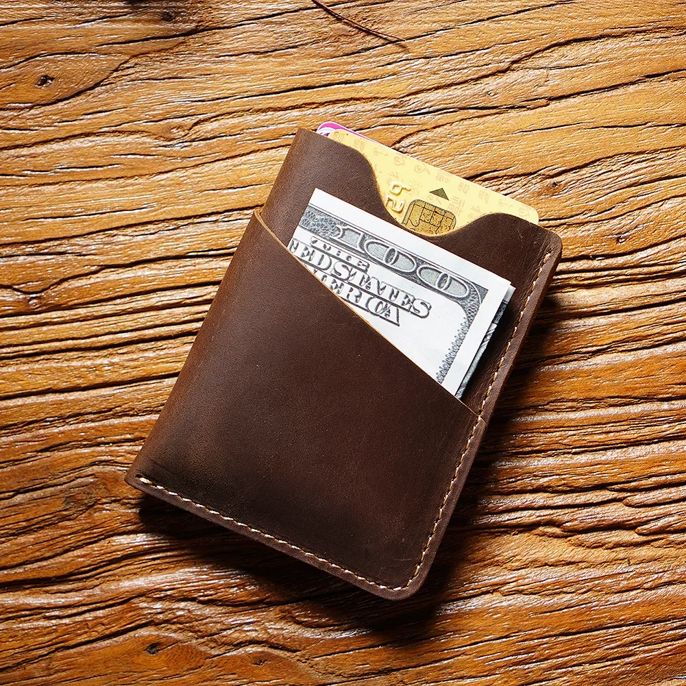 Genuine Leather Card Holder Men Leather Credit Card Case Small Women ID Holder Cover