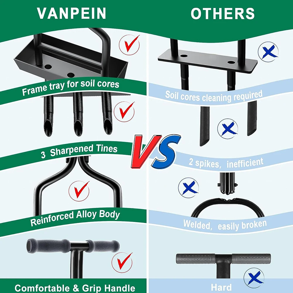 Manual Lawn Aerator Lawn Aerator Coring Tool T-shaped Handle Corer Plug Aerator Grass Aeration Gardening Tool for Lawn Yard Care
