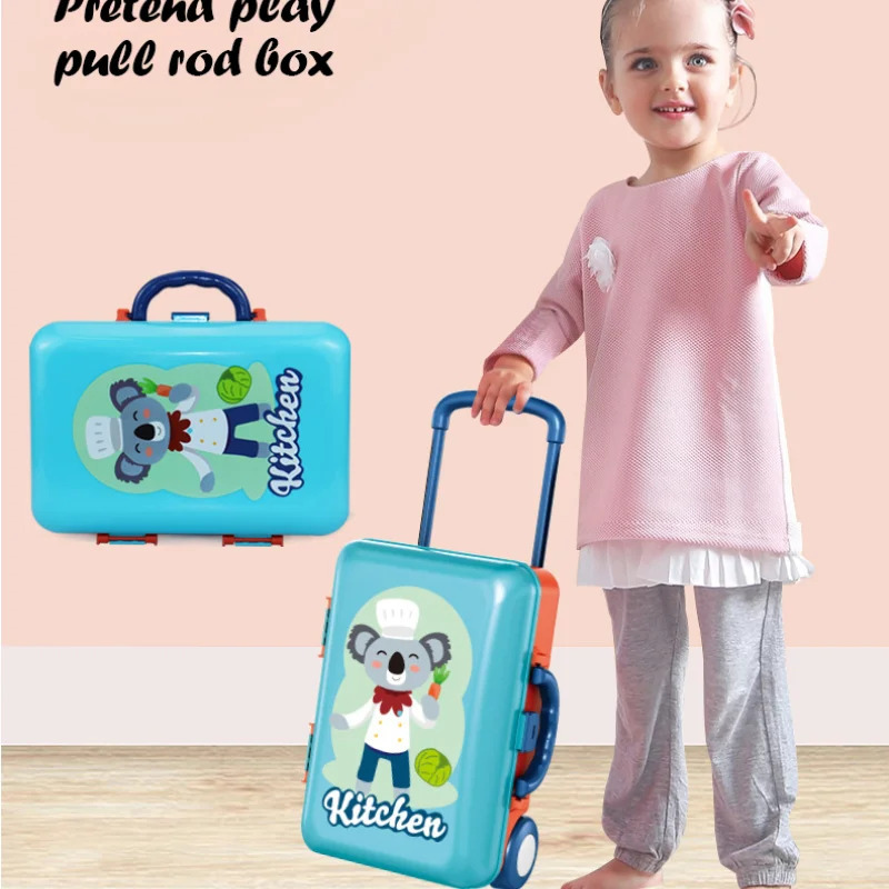 Children's Deluxe Play House: Portable Kitchen & Beauty Tools Trolley Set