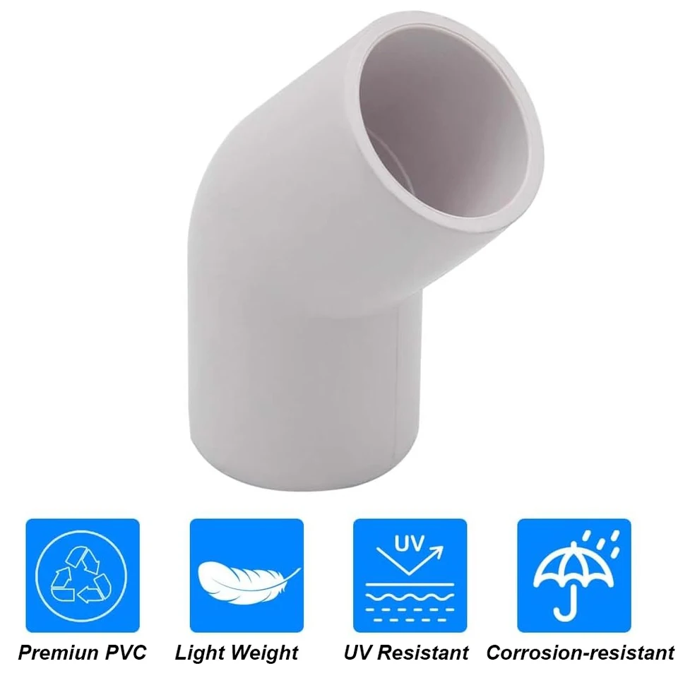 4 Raccordi A Gomito 90° In PVC Per Tubi Da 3/4" | Connettori Per Mobili Fai Da Te | Bianco - 2