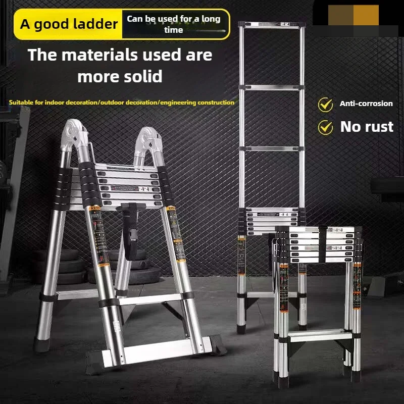 Multifunctional Stainless Steel Telescopic Ladder Portable Folding Ladder Herringbone Engineering Lifting Step