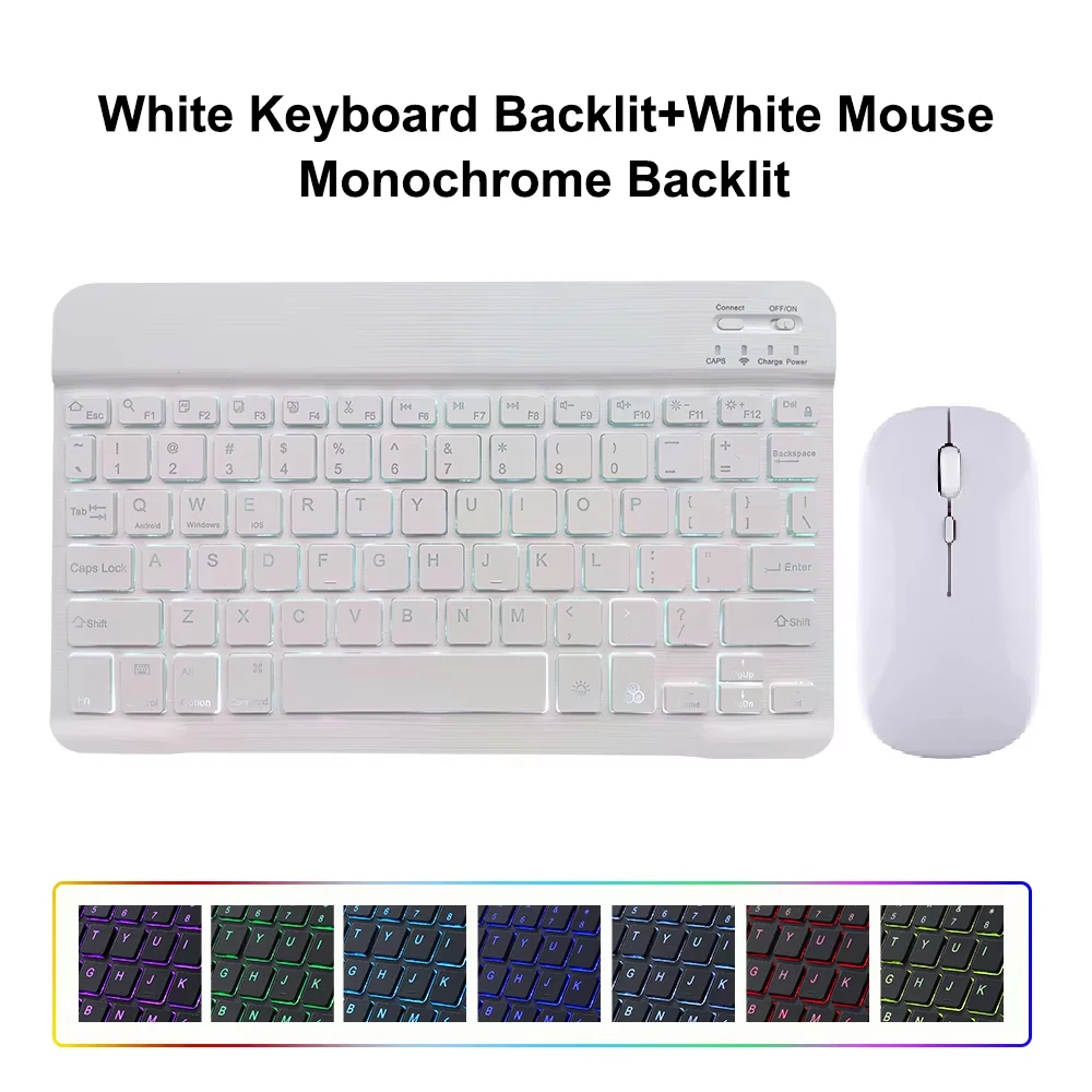 10-inch Wireless Backlit Bluetooth Keyboard and Mouse for Multi-Device Compatibility