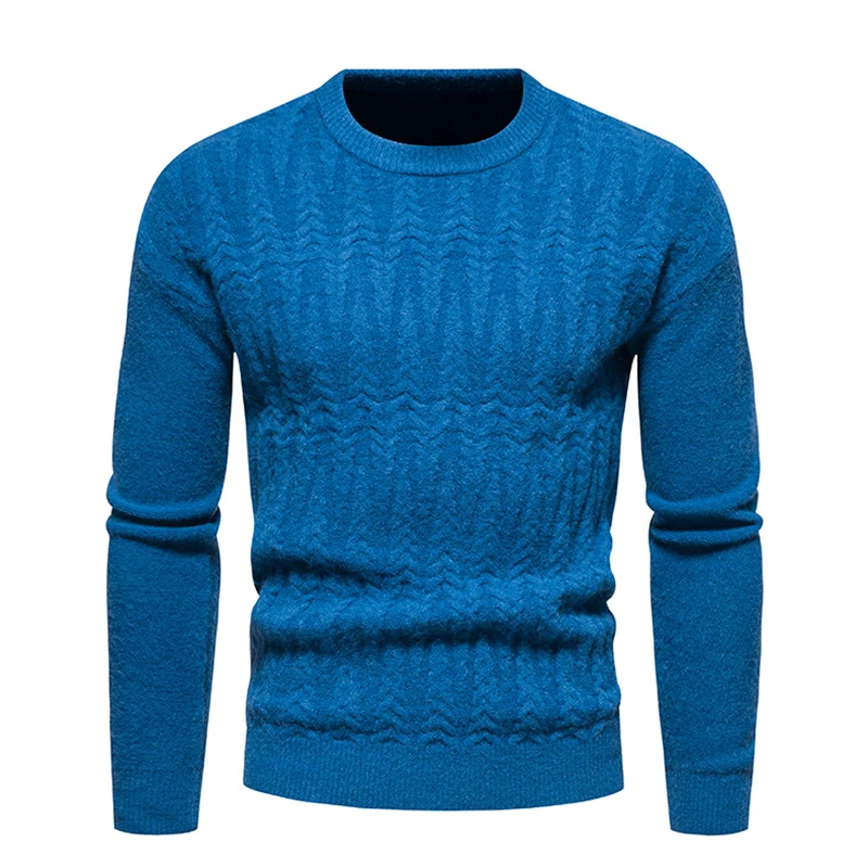 

Autumn New Young Men's Knitted Sweater Slim Round Neck Pullover Sweater Casual Solid Color High Quality Basic Bottoming Shirt