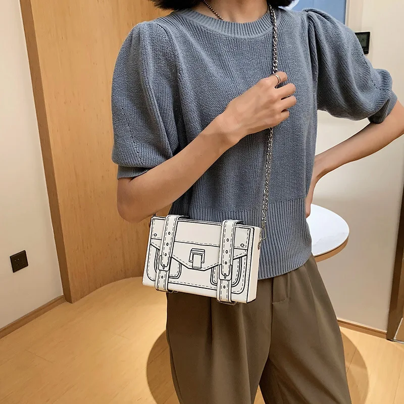 Personality Fashion Crossbody Bags for Women High Quality Leather Comic Box Square Bag Trend Unique Ins Small Shoulder Bag Woman