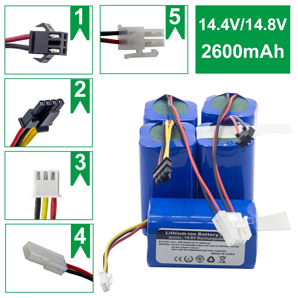 New 14.4V14.8V 2600Mah Li-Ion Battery 4S1P For Xiaomi/Ilife/Mop Essential/Tesvor/Robovac/Cecotec Conga/Liectroux/Eufy Robovac Ce