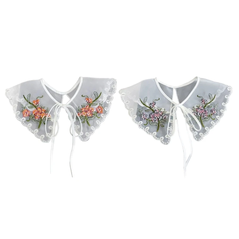 Delicate Woman Girl False Collar Elegant Cloud Shoulder Shawl Pastoral Feeling Shirt Sweater Embroidered False DropShipping