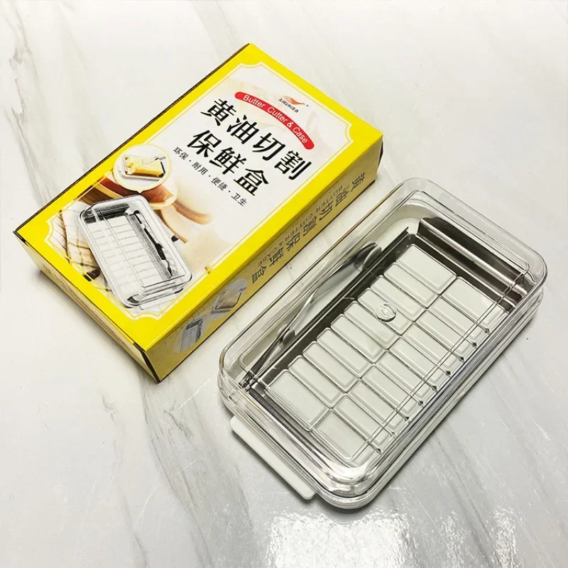 Butter Cutter Stainless Steel Slicer Cheese Tools Glass Butter Keeper Container Box Multifunction Kitchen Storage Accessories