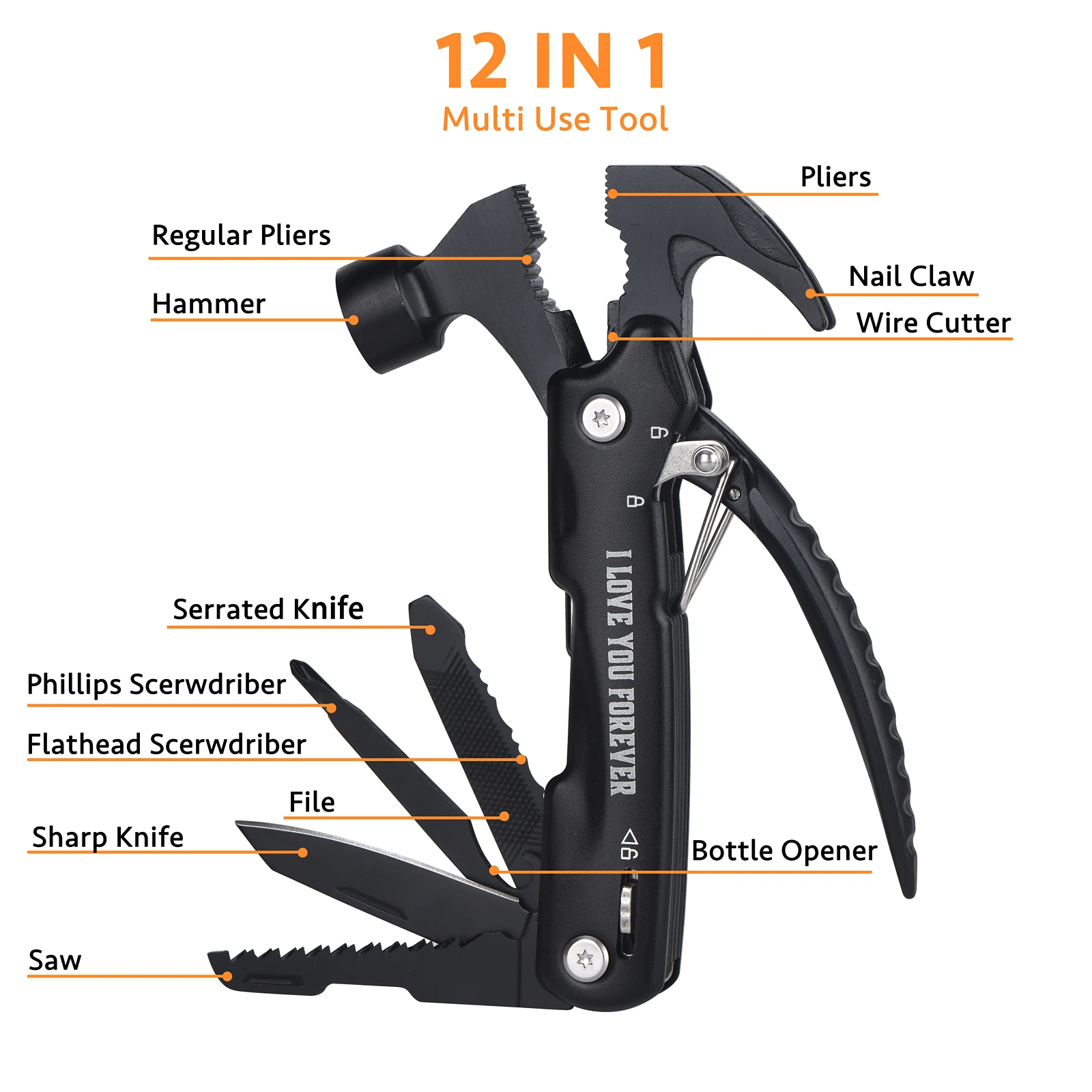 12 in 1 Multi-Purpose Tool, Unique Birthday Gifts for Men, Cool Stuff Gifts, Camping Cool Stuff, Father's Day, Christmas Gifts 1