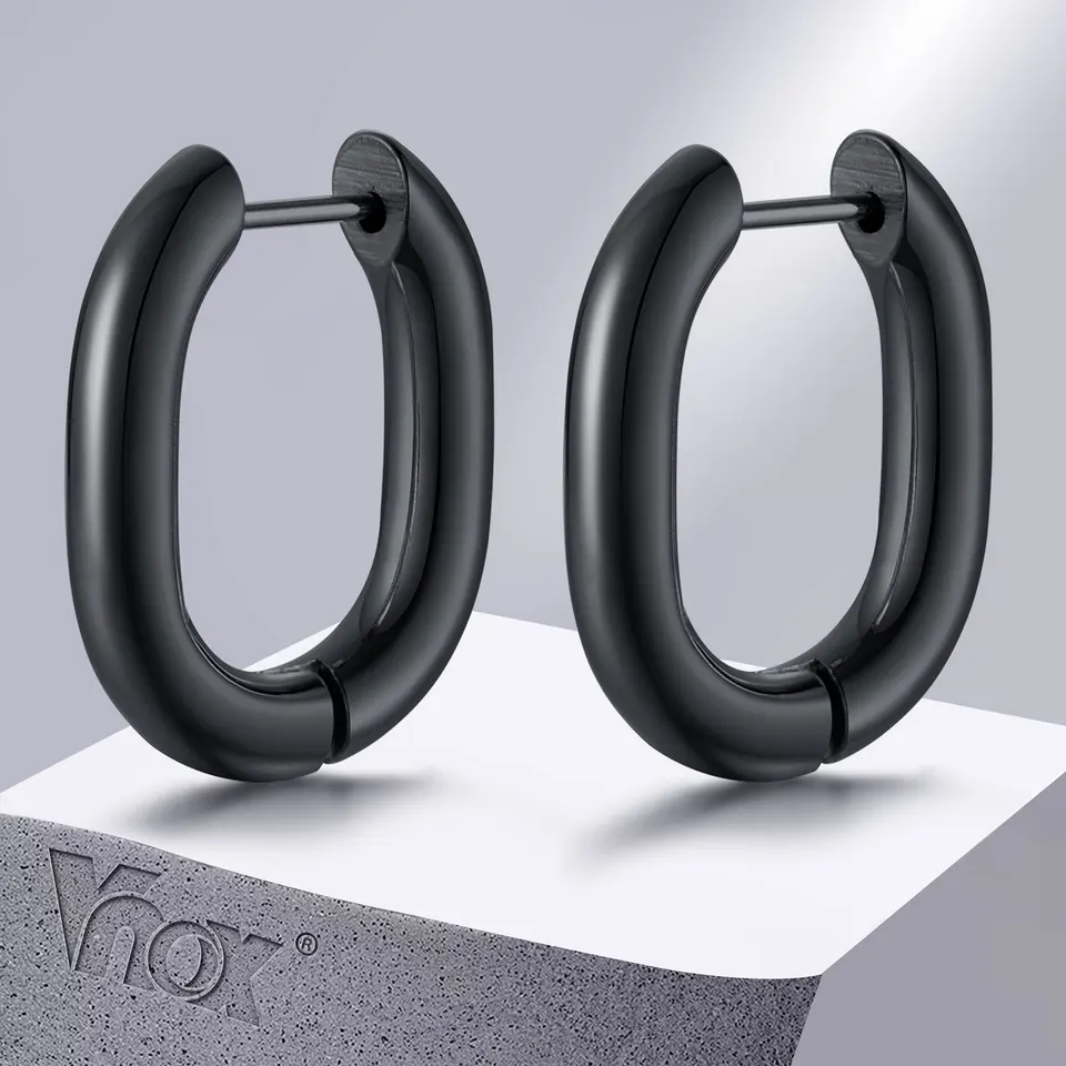 Vnox 1 Pair Multiple Sizes Circle Hoop Earrings for Men Women