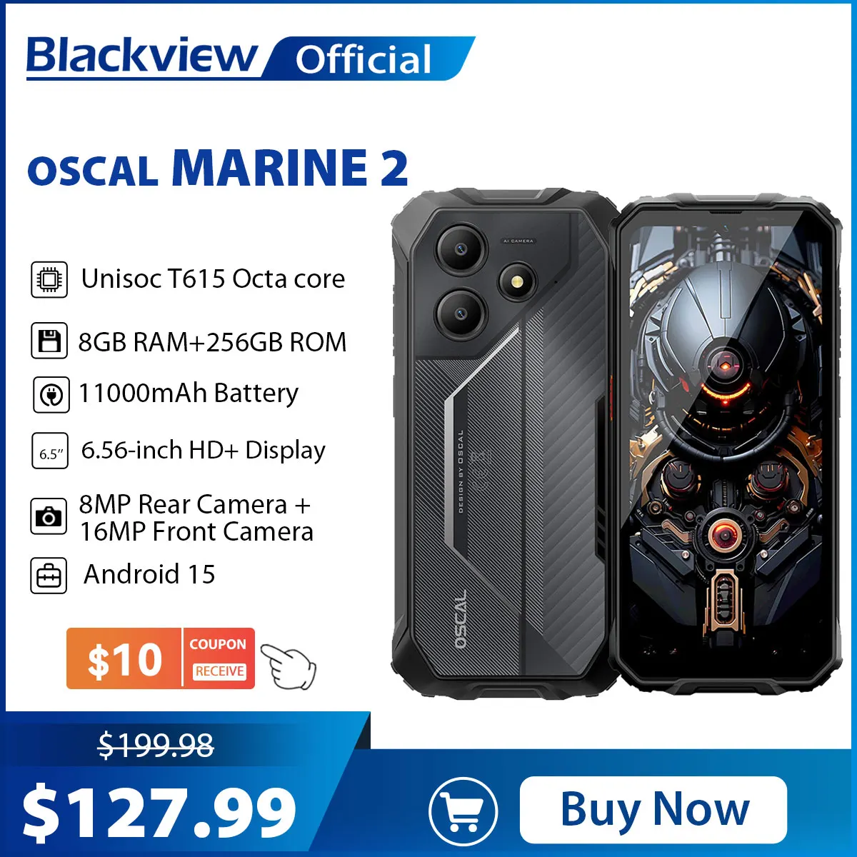 Blackview OSCAL Marine 2 Rugged Smartphone AI, 6.56'' HD+