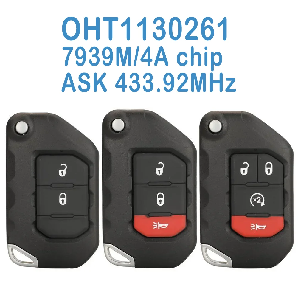 

OHT1130261 автоматический умный пульт дистанционного управления 2/3/4 кнопки ASK 433,92 МГц 4A чип SIP22 ключ для автомобиля с необработанным лезвием для Jeep Wrangler 2018 2019