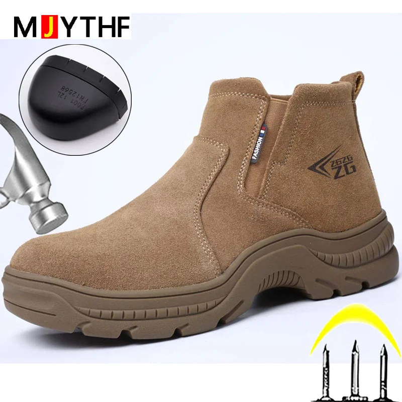 

Genuine Leather Men Work Safety Shoes Wearable Industrial Shoes Work Welding Shoes Steel Toe Indestructible Shoes Winter Boots