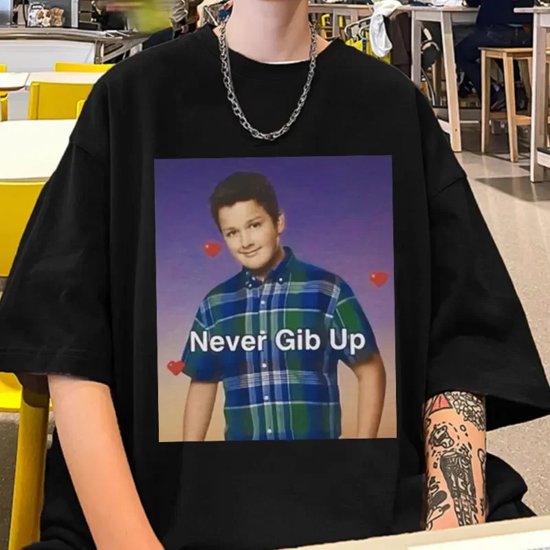 

Забавная футболка с надписью Never Gib Up Gibby Meme, Забавные футболки с графическим рисунком, мужская и женская футболка из 100% хлопка для лета, футболки с коротким рукавом