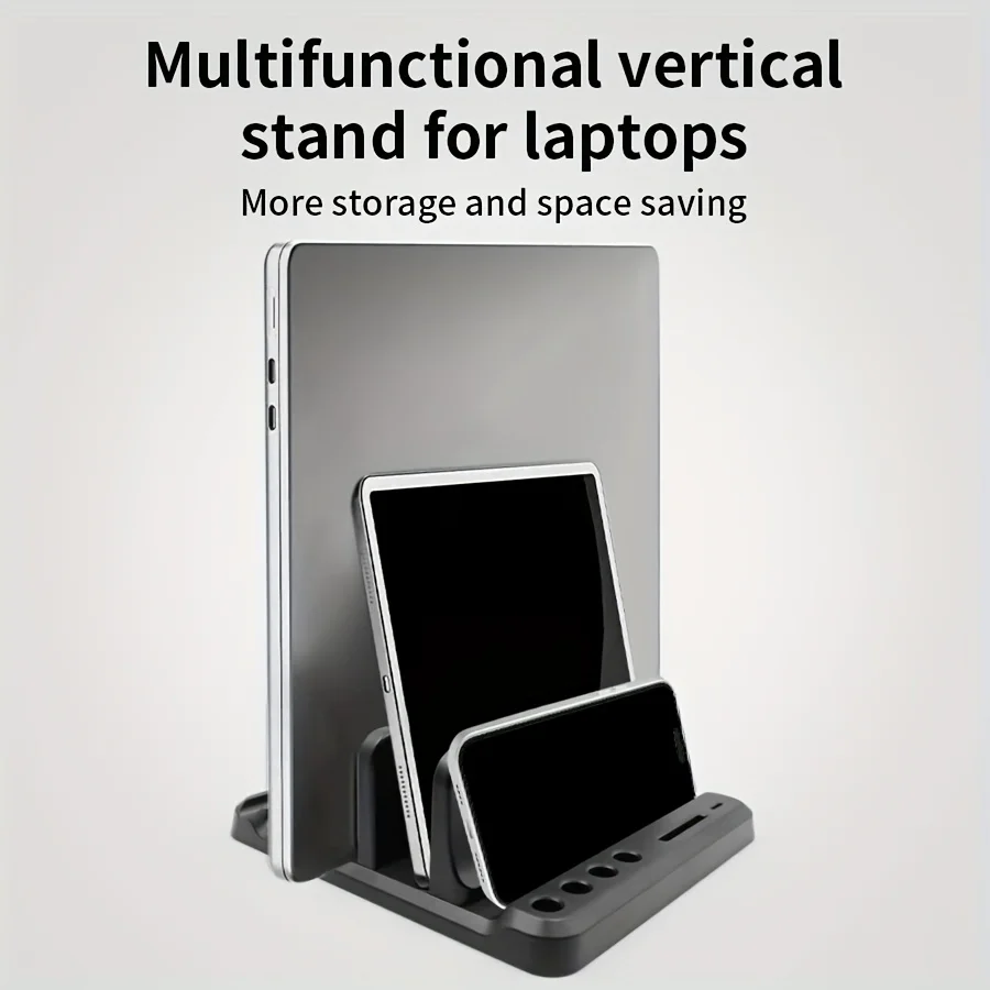 수직형 노트북 스탠드 플라스틱 휴대용 맥북/태블릿/휴대폰 거치대 범용 수납 랙 노트북 도크 공간 절약 액세서리