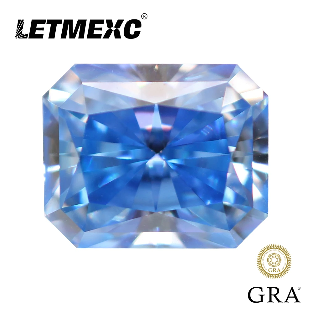 

Letmexc Ice Blue Sky Blue Moissanite Loose Stone Lab Diamond Gems VVS1 Radiant Cut with GRA Cartificate for Custom Jewelry