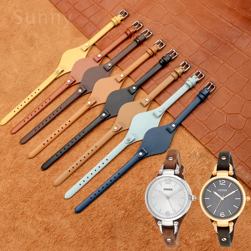 8mm Genuine Leather Watch Strap for Fossil ES3060 ES3565 ES2830