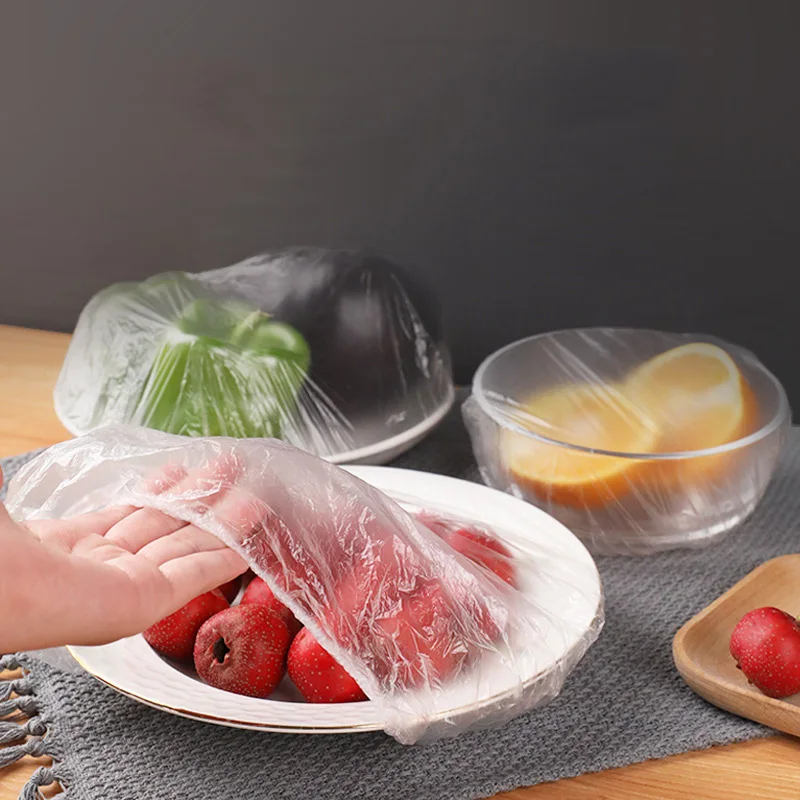 Disposable Food Cover  Plastic Wrap Elastic Food Lids For Fruit Bowls Cups  Caps Storage Kitchen Fresh Keeping  Saver Bag