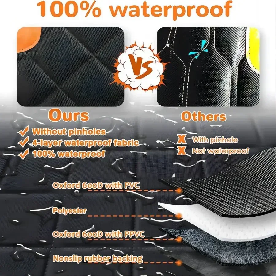 Dog Car Seat Cover for Back Seat, Waterproof Dog Car Hammock with Visual Mesh Window and Side Zipper Seat & Door Protec