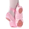 Satin Ballet Shoes with Ribbon Straps Round Toe Indoor Yoga Shoes Adult Girls Soft Split Sole Satin Dance Ballerina Shoes 4