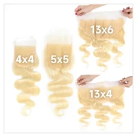 13x6 13x4 5x5 4X4 Blonde 613 Closure frontale en dentelle HD avec 3 mèches de cheveux humains brésiliens ondulés de 30 38 pouces avec closure 4