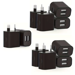 Dual USB Wall Charger, 2 - Port 5V/2.1A, Black - 10pcs AU Plug