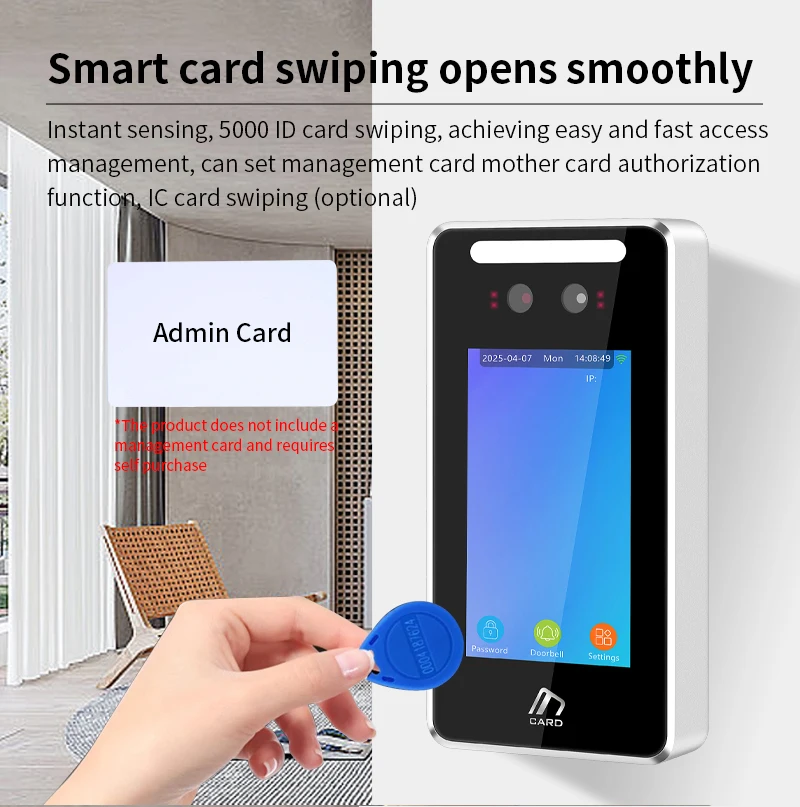 4 inch TCP/IP WIFI Dynamic Face Recognition Access Control Attendance Machine Fi