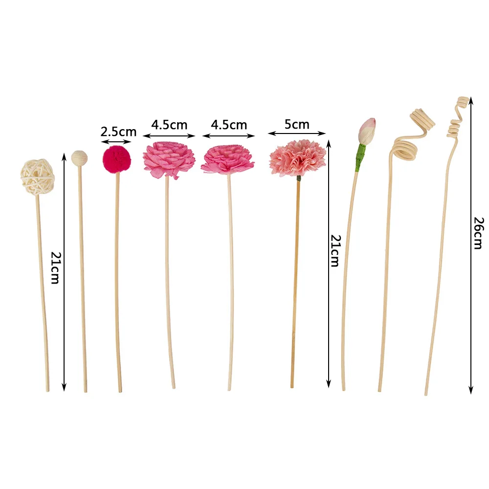 9PCS Artificial Flower Rattan Reed Fragrance Aroma Diffuser Refill Stick Diy Floral Home Decor Crafts