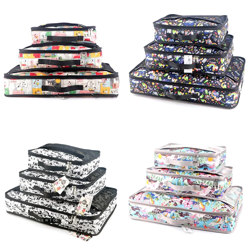 

Lesportsac, мультяшная Яркая модная легкая женская сумка, водонепроницаемая Дорожная сумка из трех предметов для хранения одежды 1436