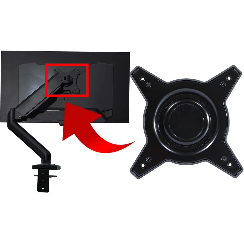 Monitormuurbeugel met 75x75 en 100x100 VESA-adapter, compatibel met