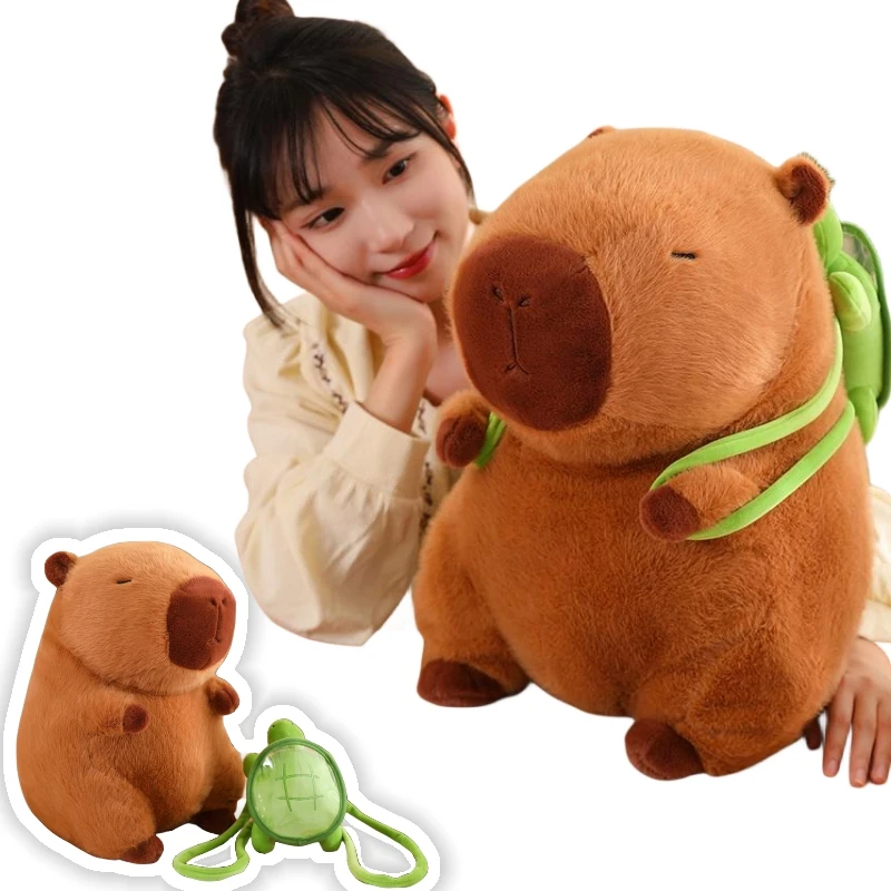 Capybara Plush Toy Simulation Capibara with Turtle Backpack Fluffy Doll  Stuffed Animals Bubble Pendant Funny Christmas Gift Kids