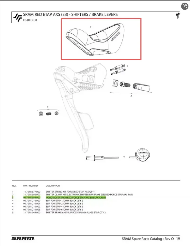 sram RED ETAP 11S/22スピード電動シフター用ブラケットカバー SRAM