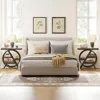End Table Set of 2, 3-Tier Narrow Sofa Side Table with Storage for Living Room, Wood End Table with Geometric Metal Frame, Indu 4