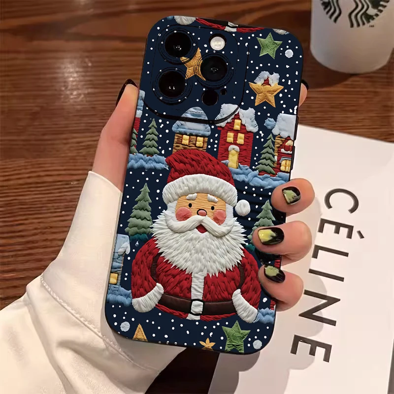 Festive Santa Claus & Elk Christmas Tree Shockproof Phone Case