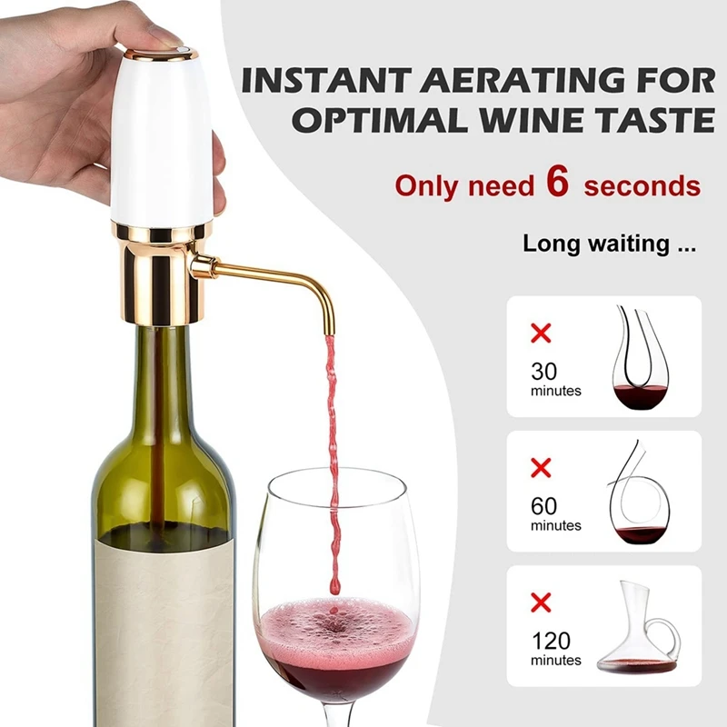 LSLJS White Electric Wine Aerator Pourer, Electric Wine Dispenser, Wine  Airarator, Wine Pump, Wine Dispenser, Wine Pourer, Rechargeable With Micro  USB Cable, Wine Gif, Pour Spouts on Clearance 