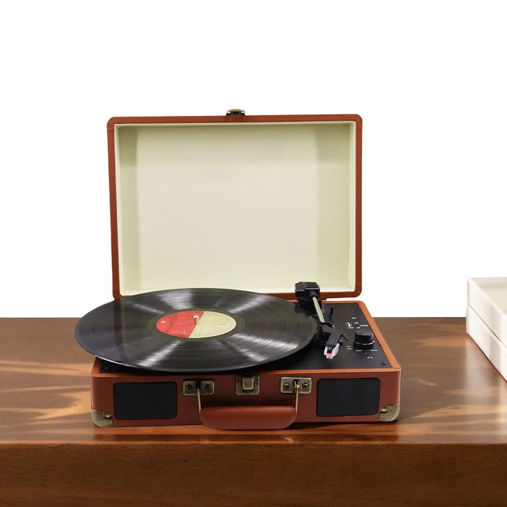 Retro Vinyl Record Player Bluetooth-Compatible Turntable Record Player 33/45/78RPM Phonograph for Entertainment