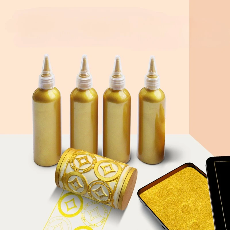 100g 골드 잉크 속건성 컬러 서예, 그림, 쌀 종이 속건성 손발 잉크 페이스트 ..