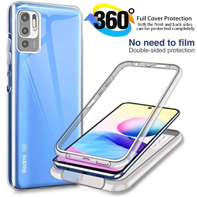 Enhanced Shockproof 360° Full Body Clear Phone Case with Silicone Back and Hard Front