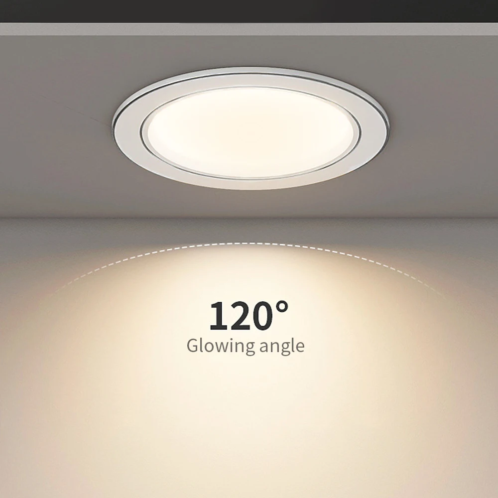 Led Downlight 5W 9W 12W 15W Recessed Ceiling Lamp Panel Light Three Color Dimmable Led Spotlight for Living room Bathroom