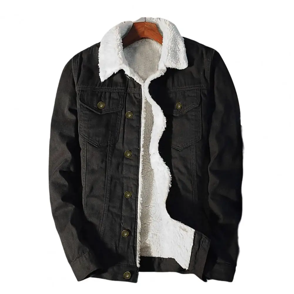

2024 Men Denim Jacket Long Sleeve Jean Coat Lapel Buttons Outerwear chamarras para hombre