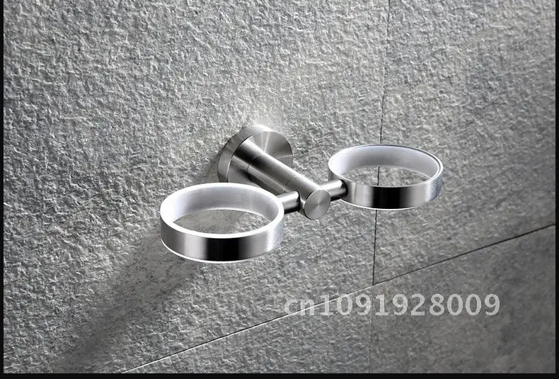 Toothbrush Double Cup Holder Sus304 Stainless Steel Glass Set Wall Mouth Accessories Cup Bathroom Holder Wash Mouthwash