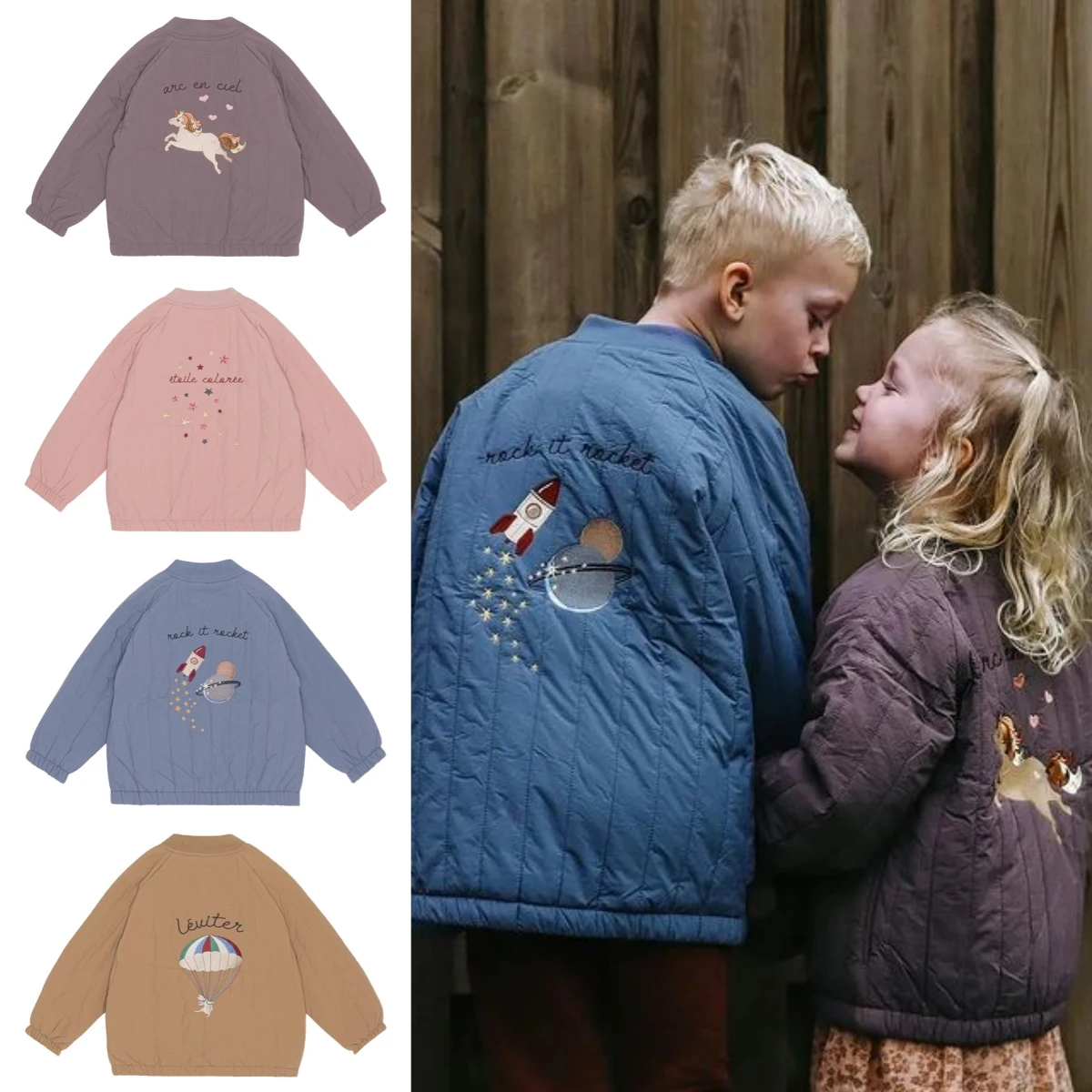 

Winter Ks Girls' Padded Jacket Kid Coat 23 Girls Plus Velvet Windproof Jacket Boys Warm Cotton-padded Winter Cotton-padded Coat