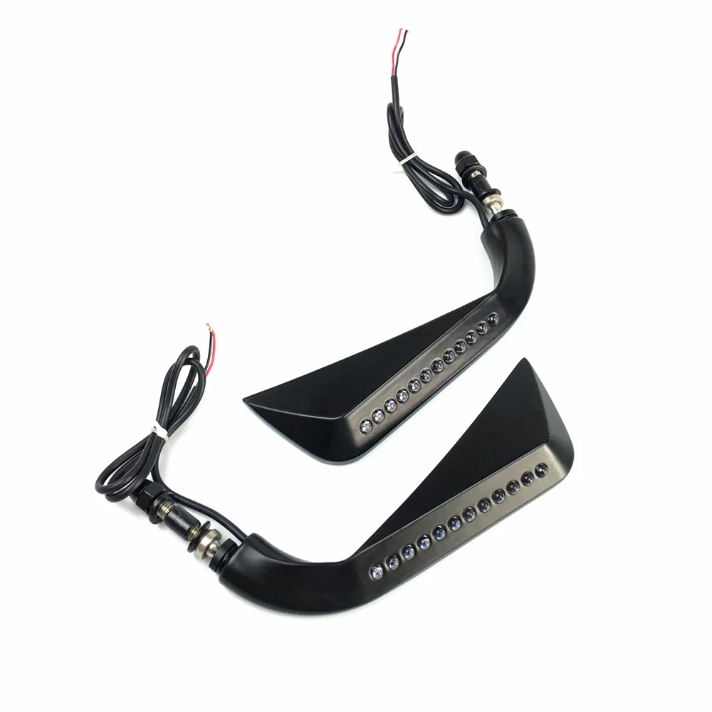 Motorcycle Sickle Rearview Side Mirror With LED Flowing Water Turn Signal Light For Harley Dyna Fatboy Softail Sportster - - Racext 25
