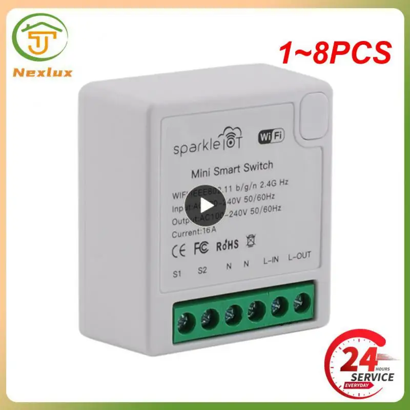 

1~8PCS WIFI Mini Smart Switch 16A 2 Way Control Breaker Via Alexa Alice Home Tuya Smart Life Cozylife