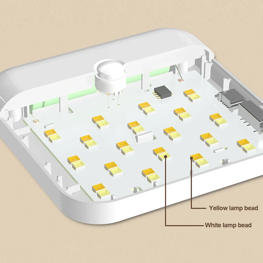 모션 센서 LED 라이트, USB 충전식 사각형 야간 램프, 침실 주방 계단 복도 옷장 찬장 조명
