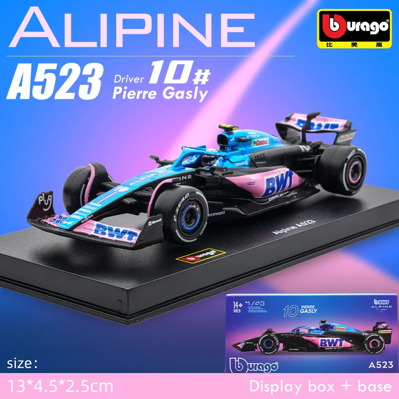 

Bburago 1/43 F1 Model 2023 BWT Alpine A523 #10 Gasly #31 Ocon Alloy Diecast Car Formula 1 Regular Acrylic Box